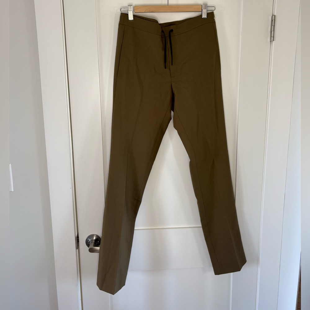 SANDRO brown elasticated-waist straight-leg wool blend trousers pants unisex 36